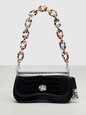 Coach Wavy Dinky Bag In Croc Embossed Coachtopia Leather